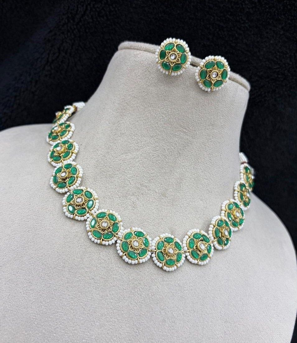 Blush Bloom Necklace set - Mint Green